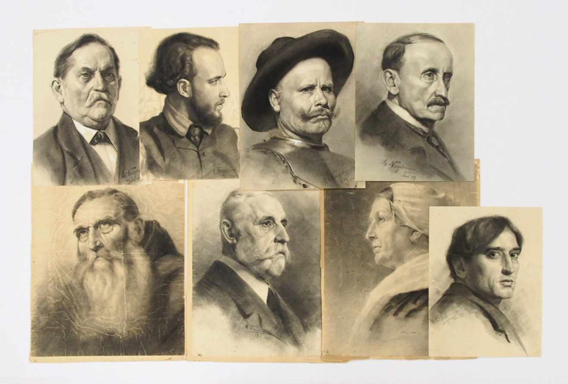 NEUGEBAUER, Rudolf1892-1961Konvolut StudienblätterPorträts, Kohle auf Papier, signiert und datiert