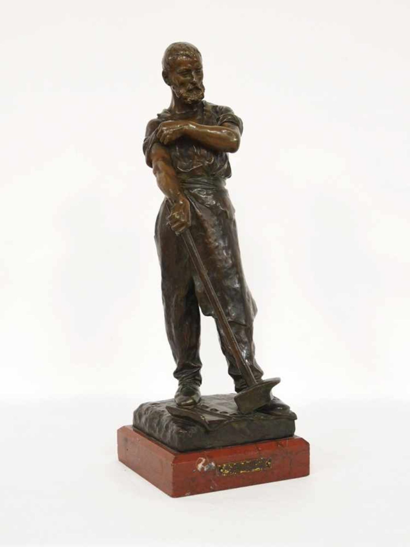 BOUVAL, Maurice1863-1916Hochofenarbeiter mit HammerBronze, signiert auf der Plinthe, Höhe 55 cm (mit