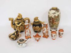 Konvolut Gefäße, Vasen, KannenSatsuma, Japan, Meiji-Zeit, um 1900, Höhe bis zu 25,5 cm, insgesamt 11