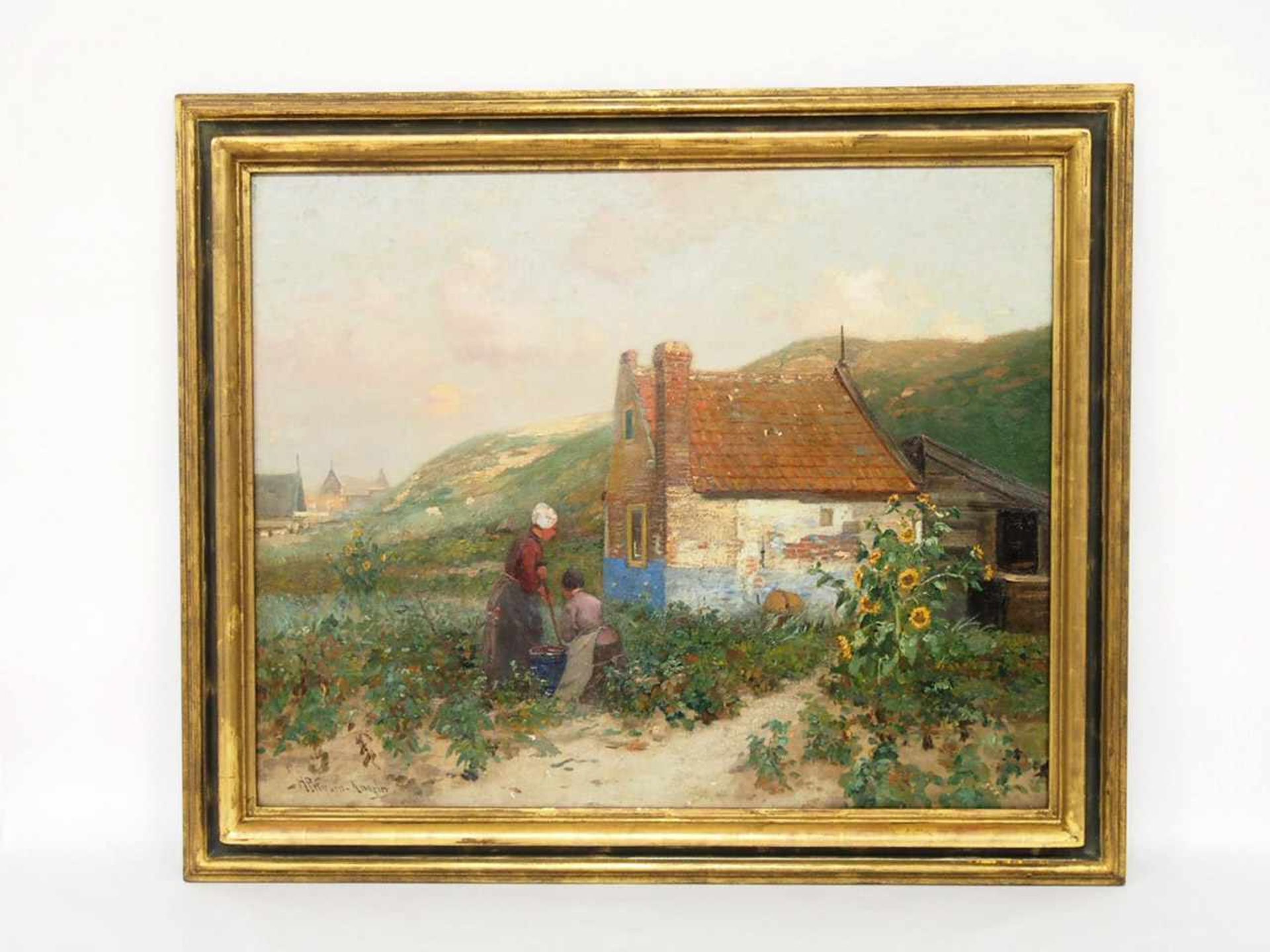 PETERSEN-ANGELN, Heinrich1850-1906Im BauerngartenÖl auf Leinwand, signiert unten links, 54 x 70 - Image 2 of 2