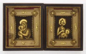Maria mit Kind / Heiliger Johannes der TäuferPaar Klosterarbeiten 19. Jahrhundert,