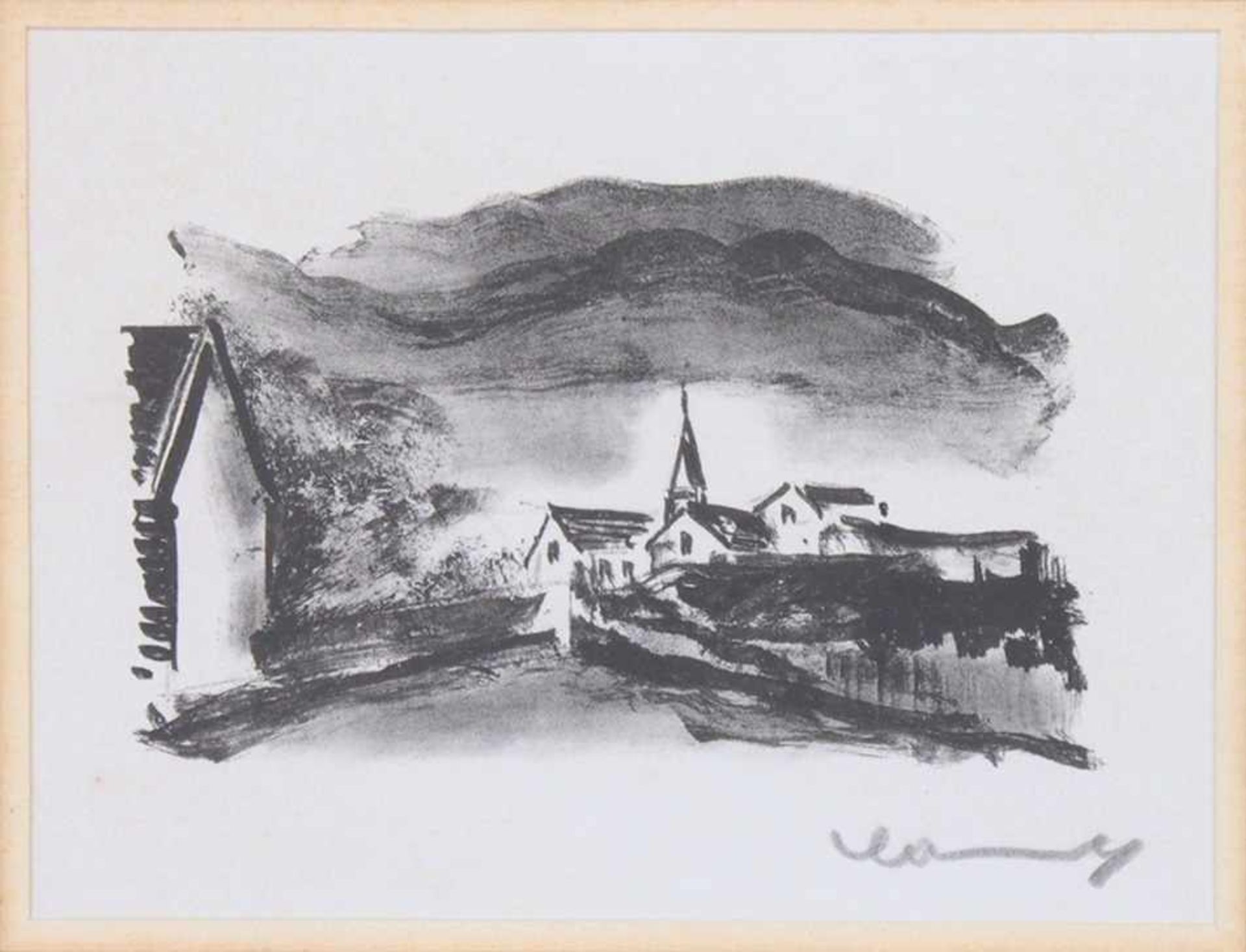 VLAMINCK, Maurice de1876-1958DorfstraßeLithographie, 10 x 17 cm, signiert unten rechts, gerahmt