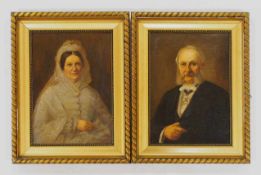 DEUTSCHER MEISTER19. Jh.Porträt eines älteren EhepaaresÖl auf Malkarton, 39 x 28 cm, Rahmen