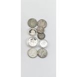 Konv. von neun div. Silbermünzen