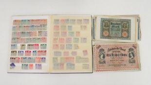 Konvolut Briefmarken und Banknoten