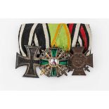 BadenOrdensspange mit drei Orden: Eisernes Kreuz 2. Klasse 1914, Orden vom Zähringer Löwen