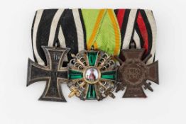 BadenOrdensspange mit drei Orden: Eisernes Kreuz 2. Klasse 1914, Orden vom Zähringer Löwen
