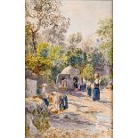 Fischer, Ludwig Hans1848 Salzburg - 1915 Wien. Aquarell. Wäscherinnen am Waschhaus auf Korfu. U.r.