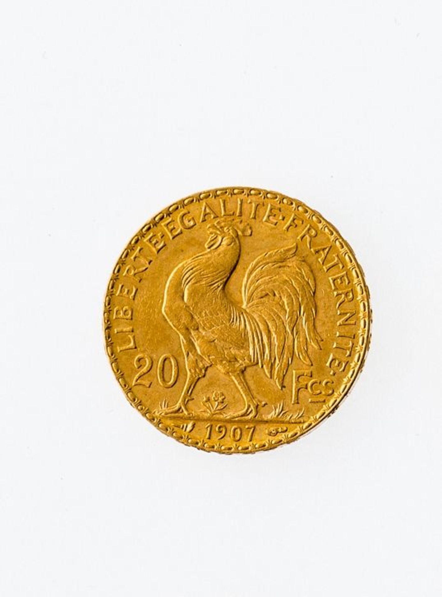 Frankreich20 Francs 1907. GG 900, 6,43 g.
