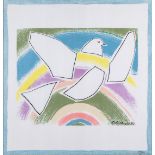 Picasso, Pablo1881 Malaga - 1973 Mougins. Seidenschal, aufgez. Fliegende Taube im Regenbogen. U.r.