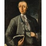 Porträtist18. Jh. Öl/Lw. Bildnis eines Edelmannes, en face dem Betrachter zugewandt, mit seinem