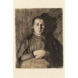 Kollwitz, Käthe1867 Königsberg - 1945 Moritzburg. Aquatintaradierung. Frau mit übereinander gelegten