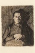 Kollwitz, Käthe1867 Königsberg - 1945 Moritzburg. Aquatintaradierung. Frau mit übereinander gelegten