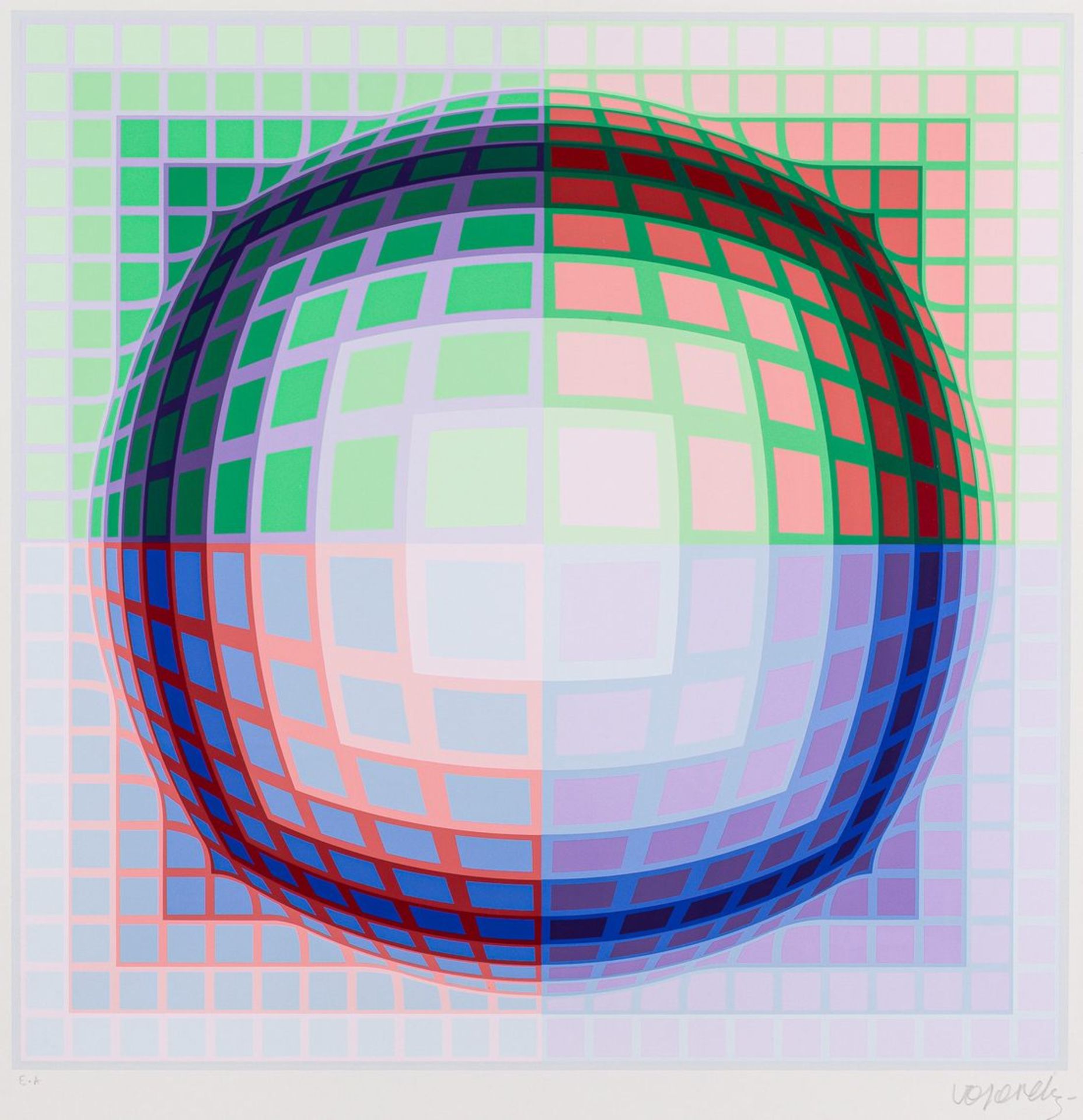 Vasarely, Victor1906 Pécs - 1997 Paris. Farbserigraphie. Geometrische Farbkomposition. 1980. U.r.