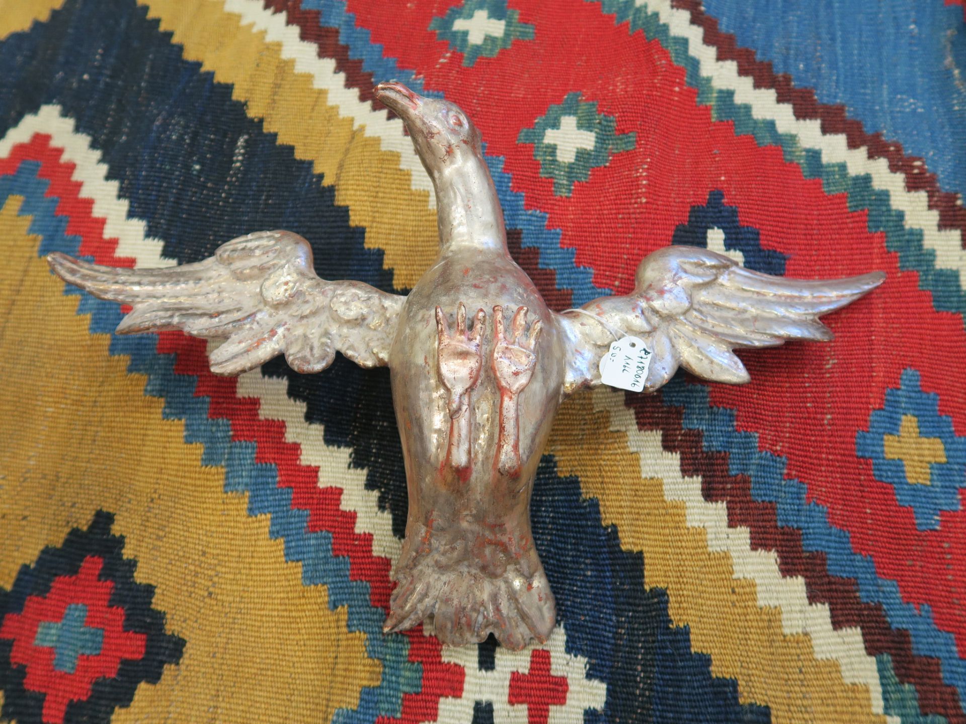 HeiliggeisttaubeHolzskulptur, vollrund geschnitzt, silberfarben gefasst (Fe - Bild 2 aus 6