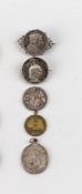 DeutschlandKonvolut von fünf Medaillen/Münzen: Krönungstaler (Silber) 1861 Preußen, Wilhelm und