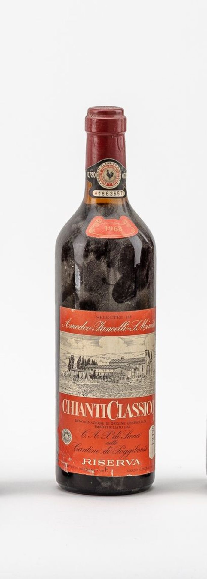 1 Fl. Chianti Classico Riserva 1968Amadeo Fancelli-S. Miniato. Füllstand: Oberste Schulter.