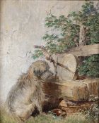 Pischinger, Carl1823 Streitdorf - 1886 Liezen/Steiermark. Gouache. Kleiner Hund vor einem