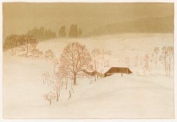 Biese, Karl1863 Hamburg - 1926 Tübingen. Farblithogr. "Winternebel". Tief verschneite