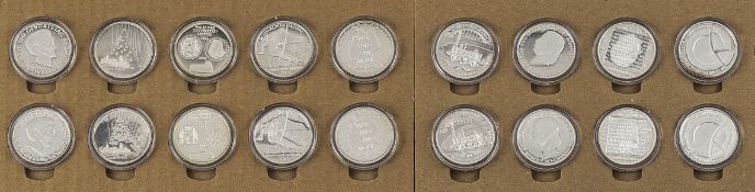 Bundesrepublik Deutschland18 x 10 Euro-Gedenkprägungen 2009/2010. Si. 925, 324 g. Jeweils in