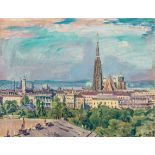 Trubel, Otto1885 Hinterbrühl - 1966 Wien. Öl/Lw., aufgezogen auf Pappe. Sommerlicher "Blick auf