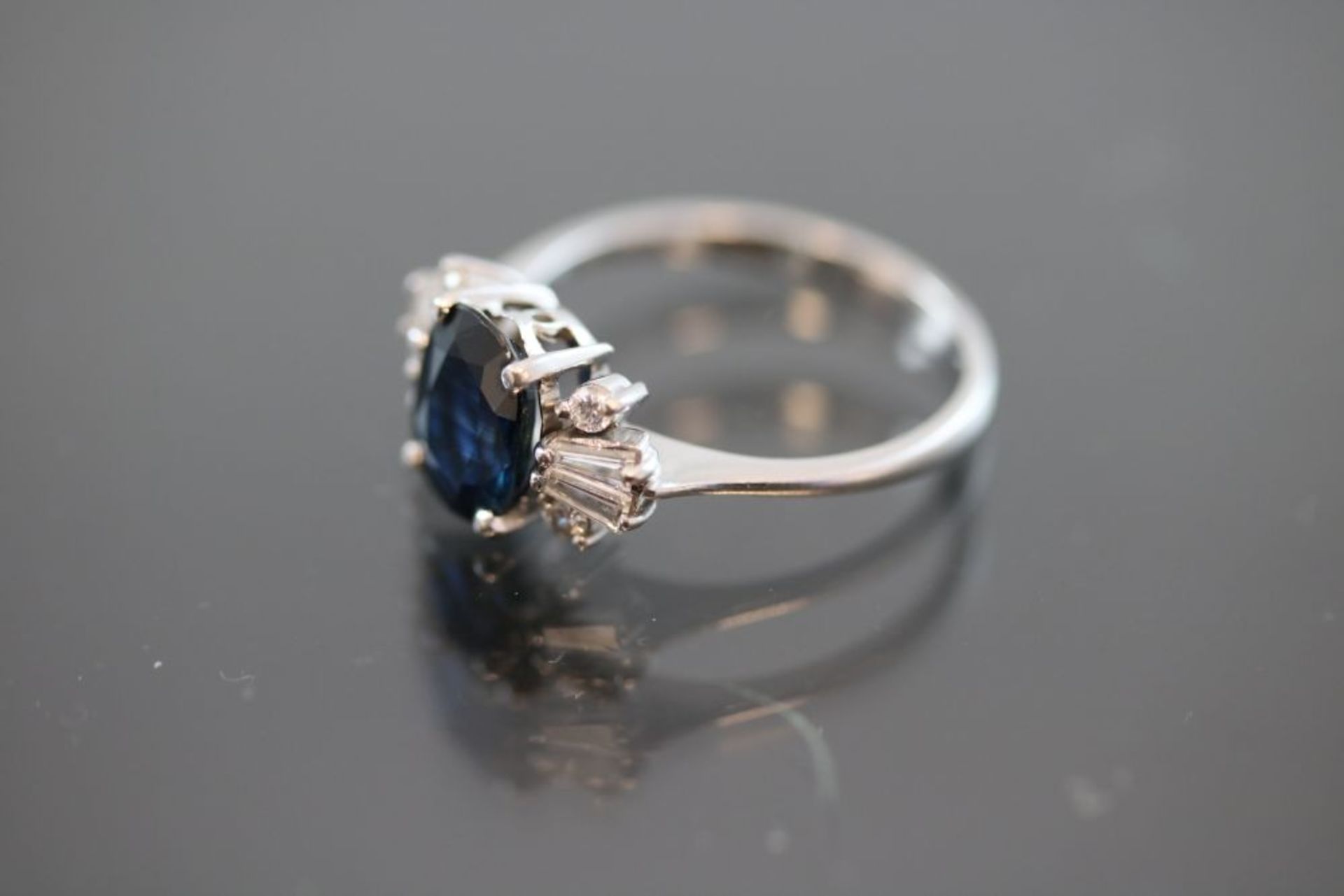 Saphir-Diamant-Brillant-Ring, 585 Weißgold< - Bild 2 aus 3
