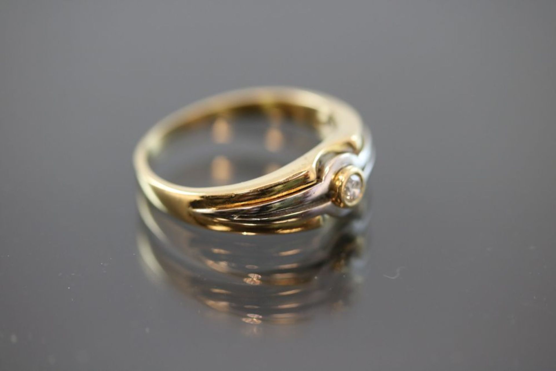 Brillant-Ring, 750 Gelbgold/weißgold< - Bild 3 aus 3