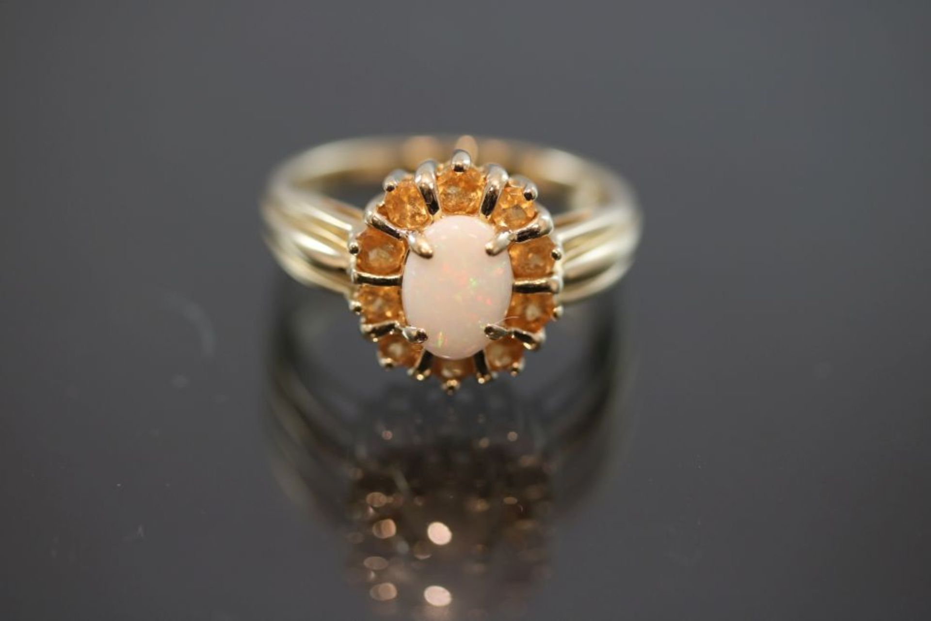 Opal-Citrin-Ring, 585 Gold