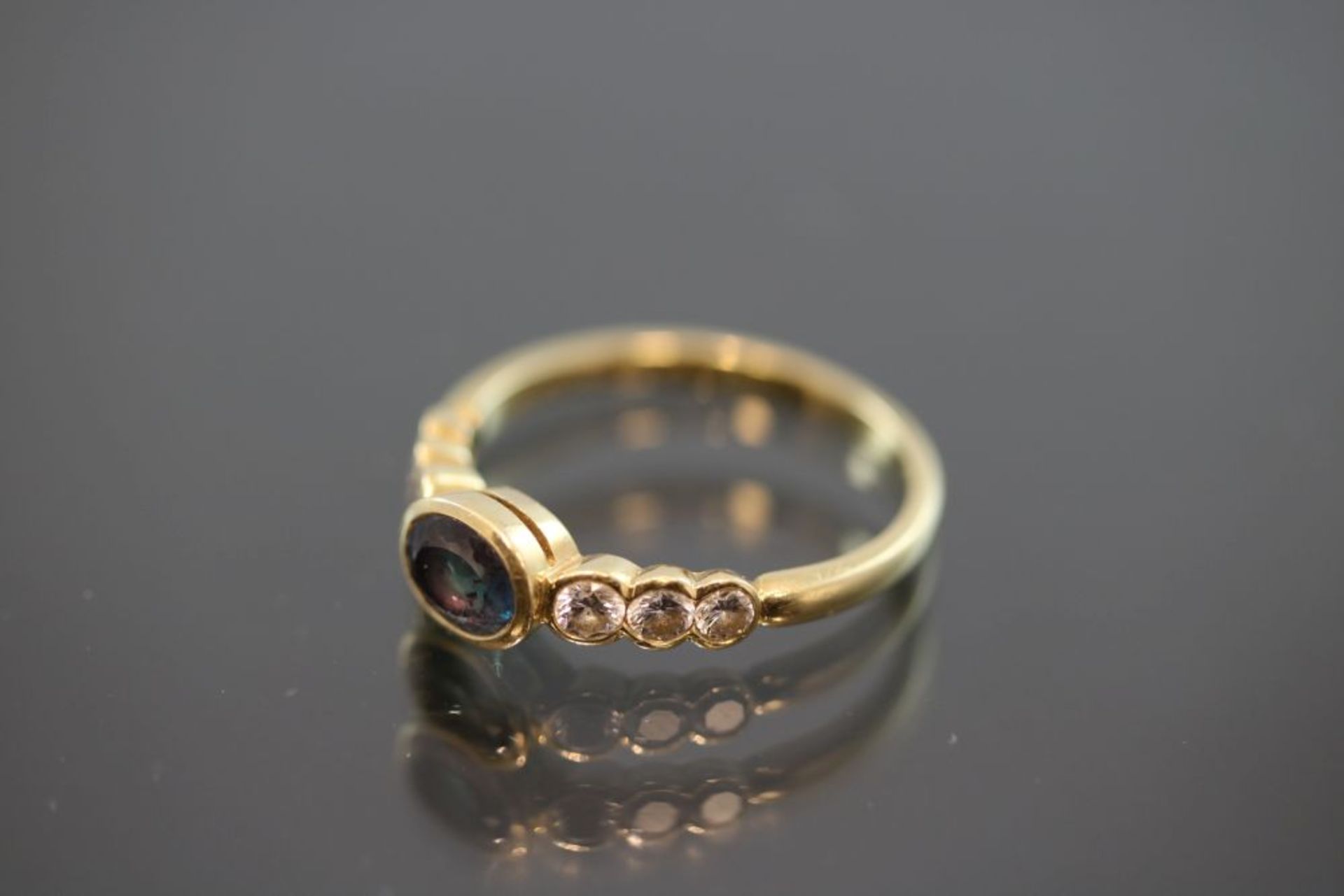 Saphir-Brillant-Ring, 750 Gold - Bild 2 aus 3