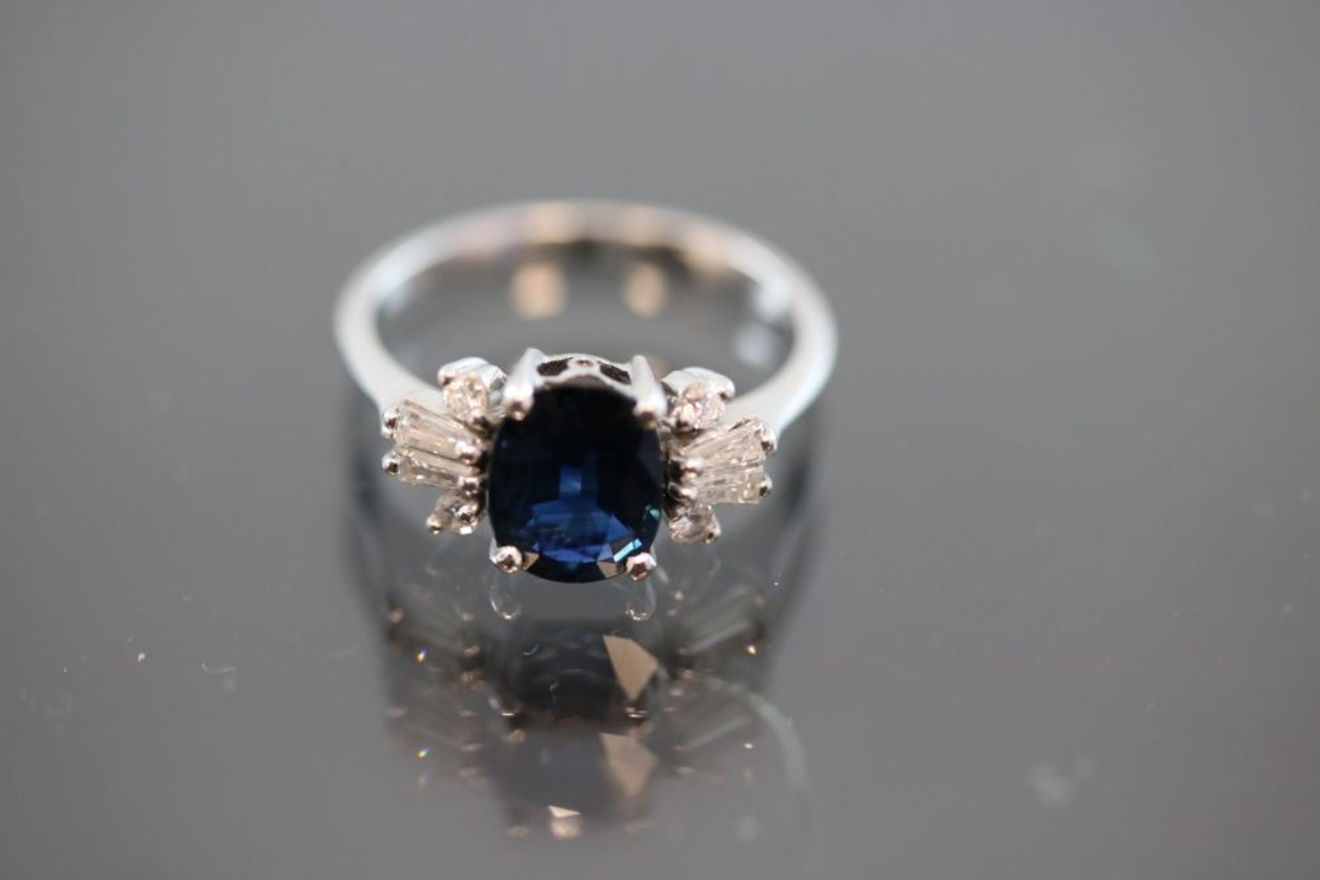 Saphir-Diamant-Brillant-Ring, 585 Weißgold<