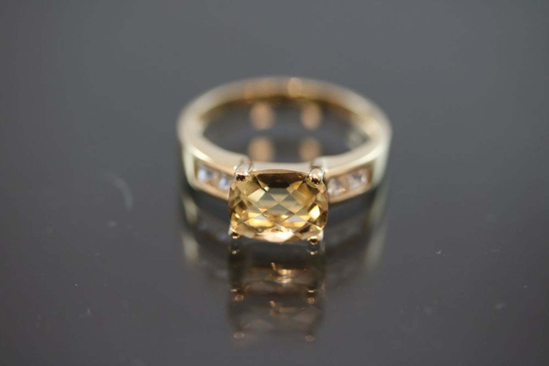 Citrin-Zirkon-Ring, 585 Gold