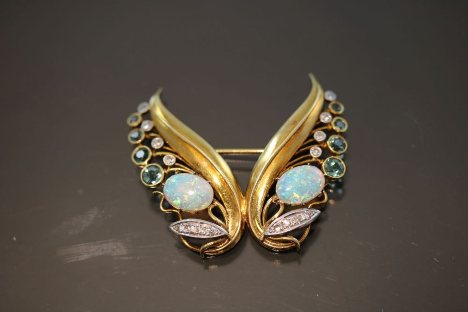 Opal-Diamant-Brosche, 585 Gold