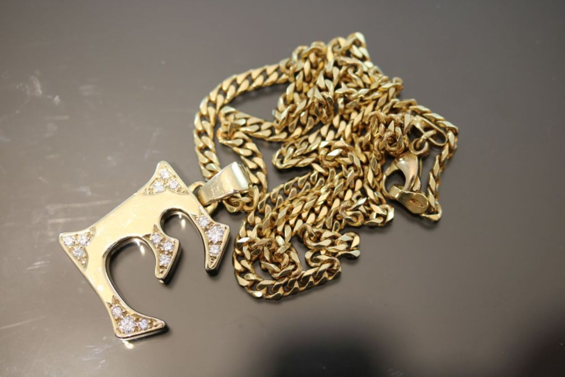 Kette mit Brillant-Anhänger, 750 Gold - Bild 3 aus 3