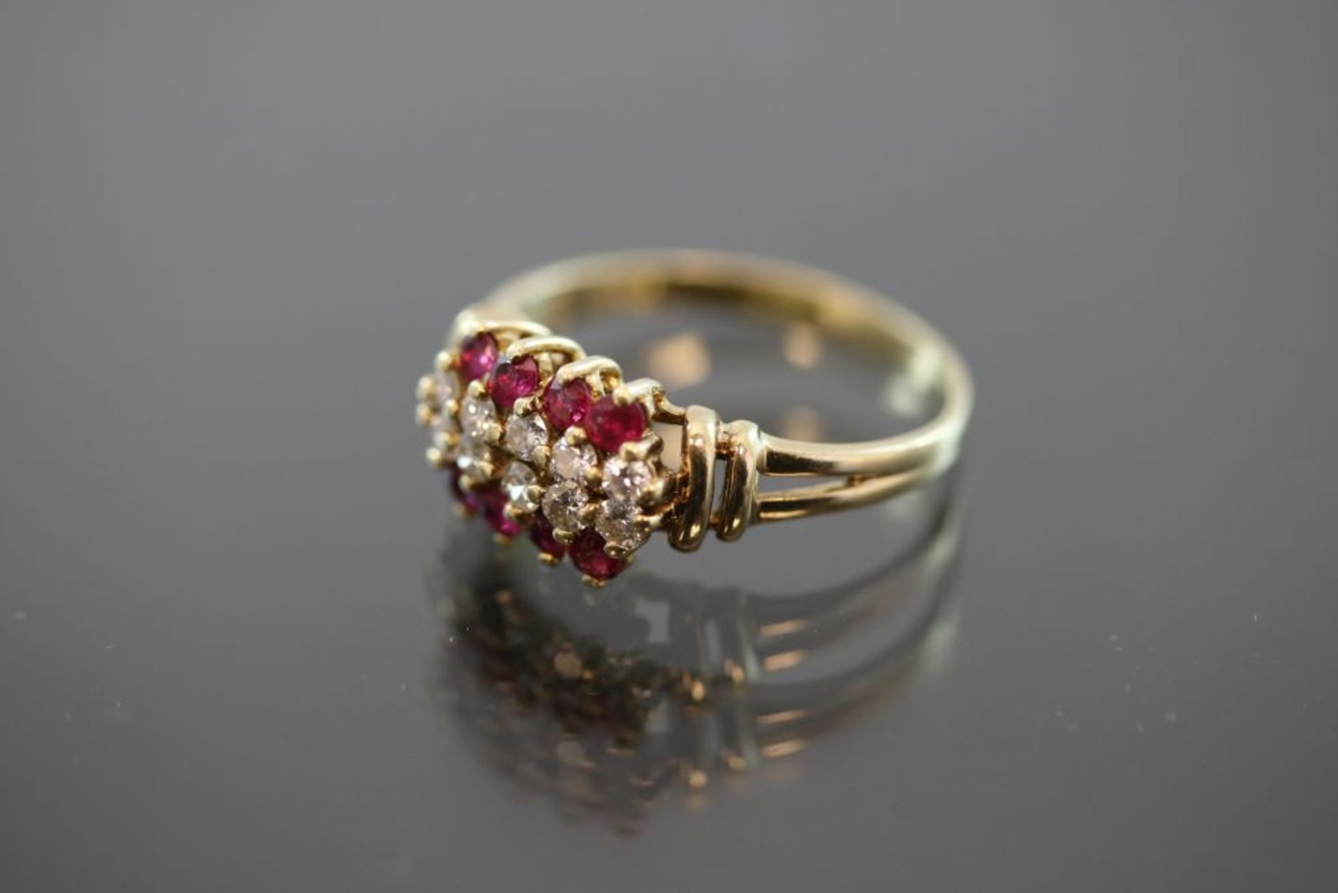 Rubin-Brillant-Ring, 585 Gold - Bild 2 aus 3
