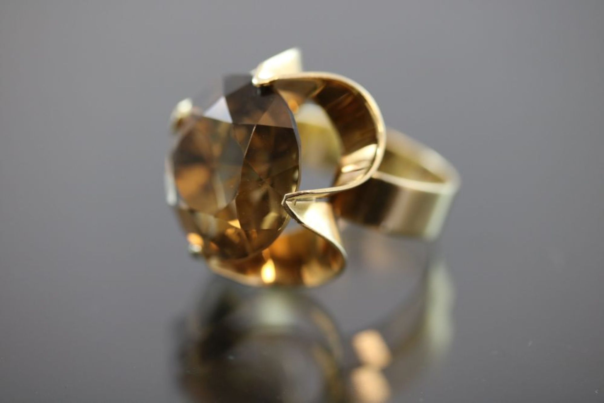 Rauchquartz-Ring, 585 Gold - Bild 2 aus 3