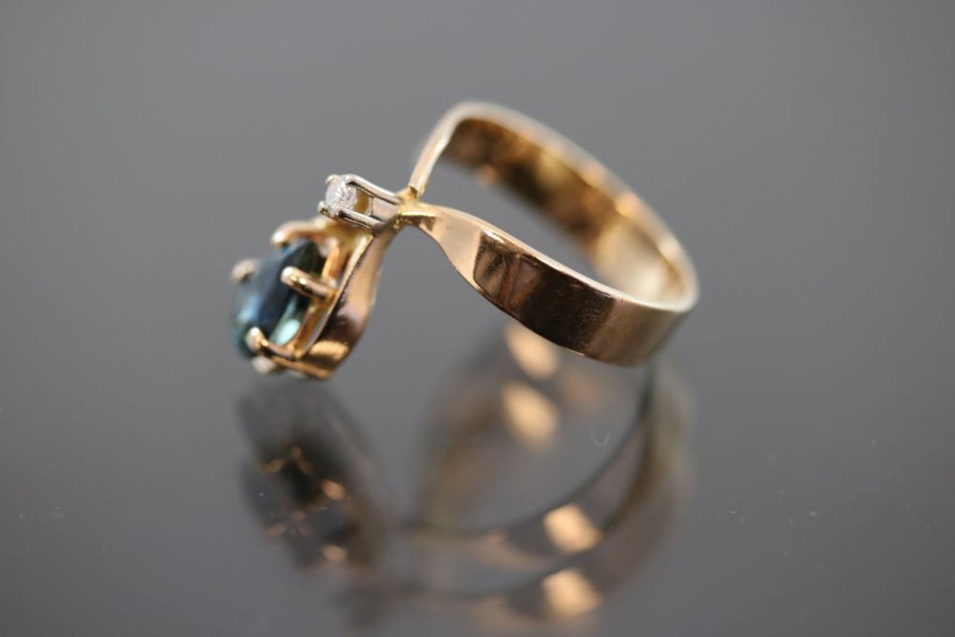 Turmalin-Brillant-Ring, 585 Gold - Bild 2 aus 3