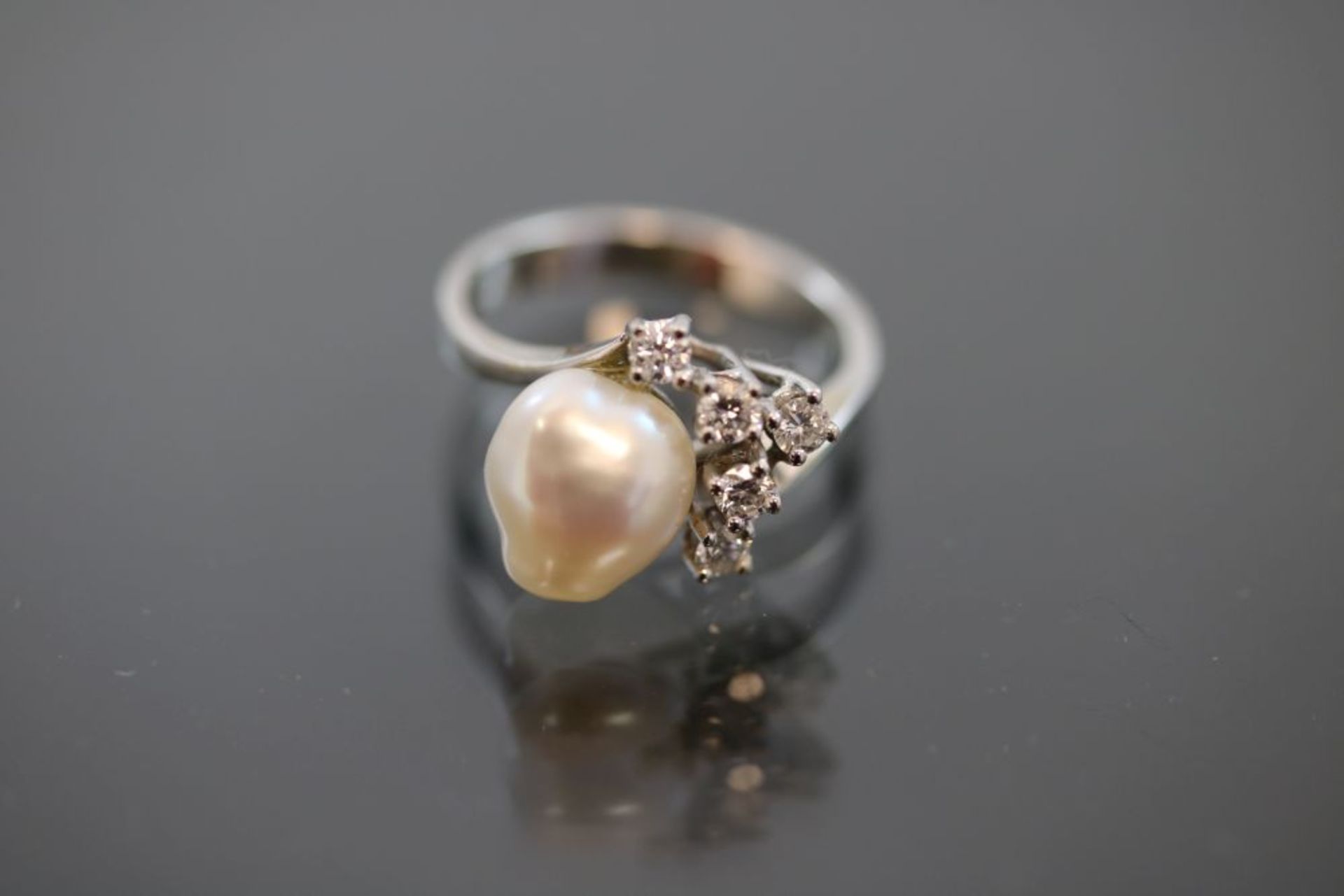 Perl-Brillant-Ring, 585 Weißgold