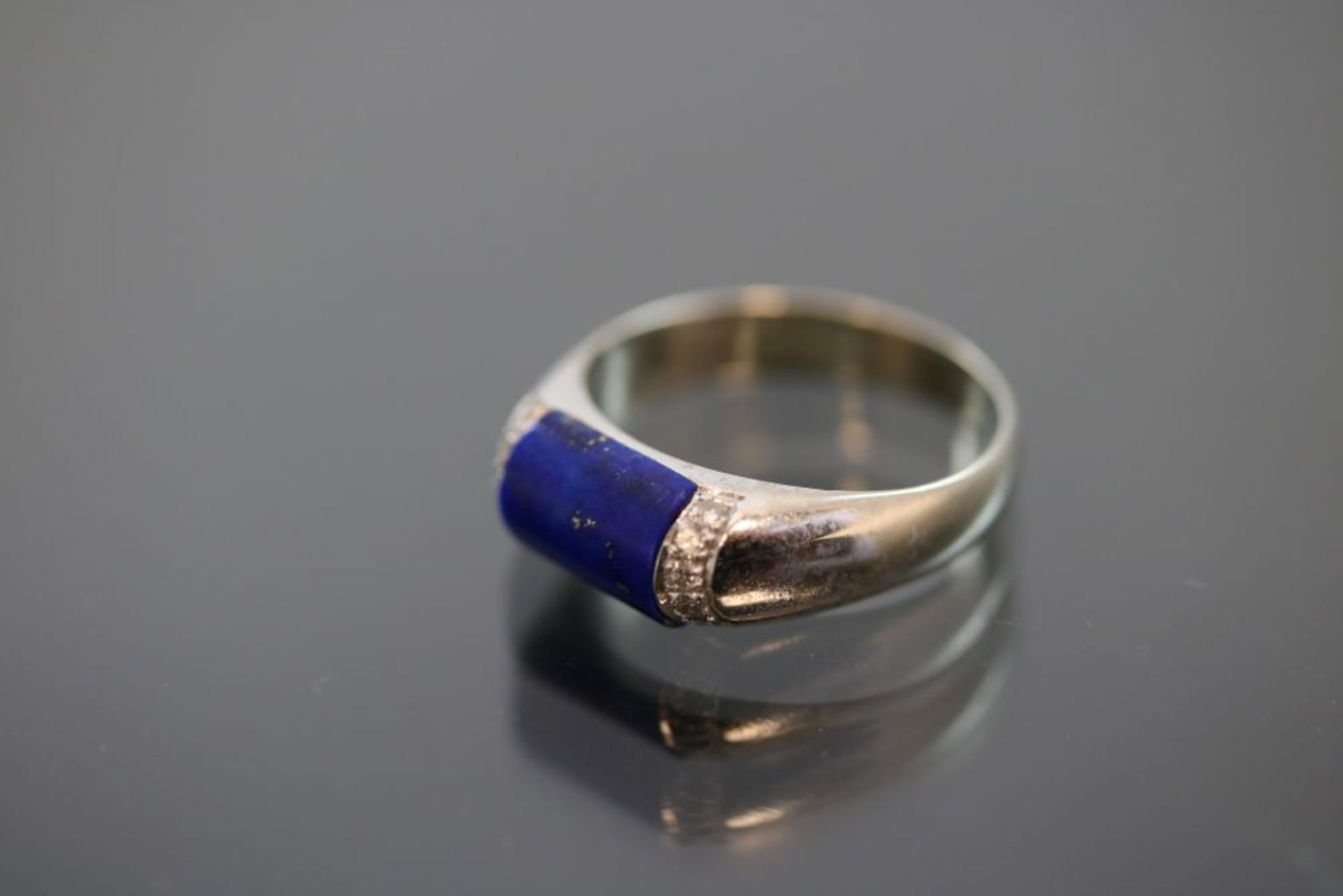 Lapis-Diamant-Ring, 585 Weißgold - Bild 2 aus 3