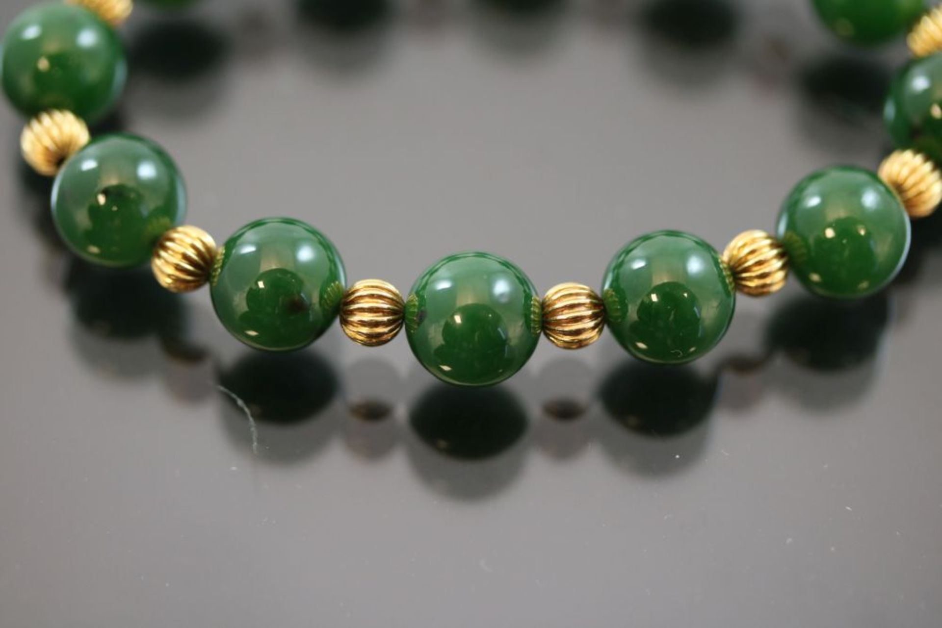 Jade-Armband, 750 Gold - Bild 2 aus 2