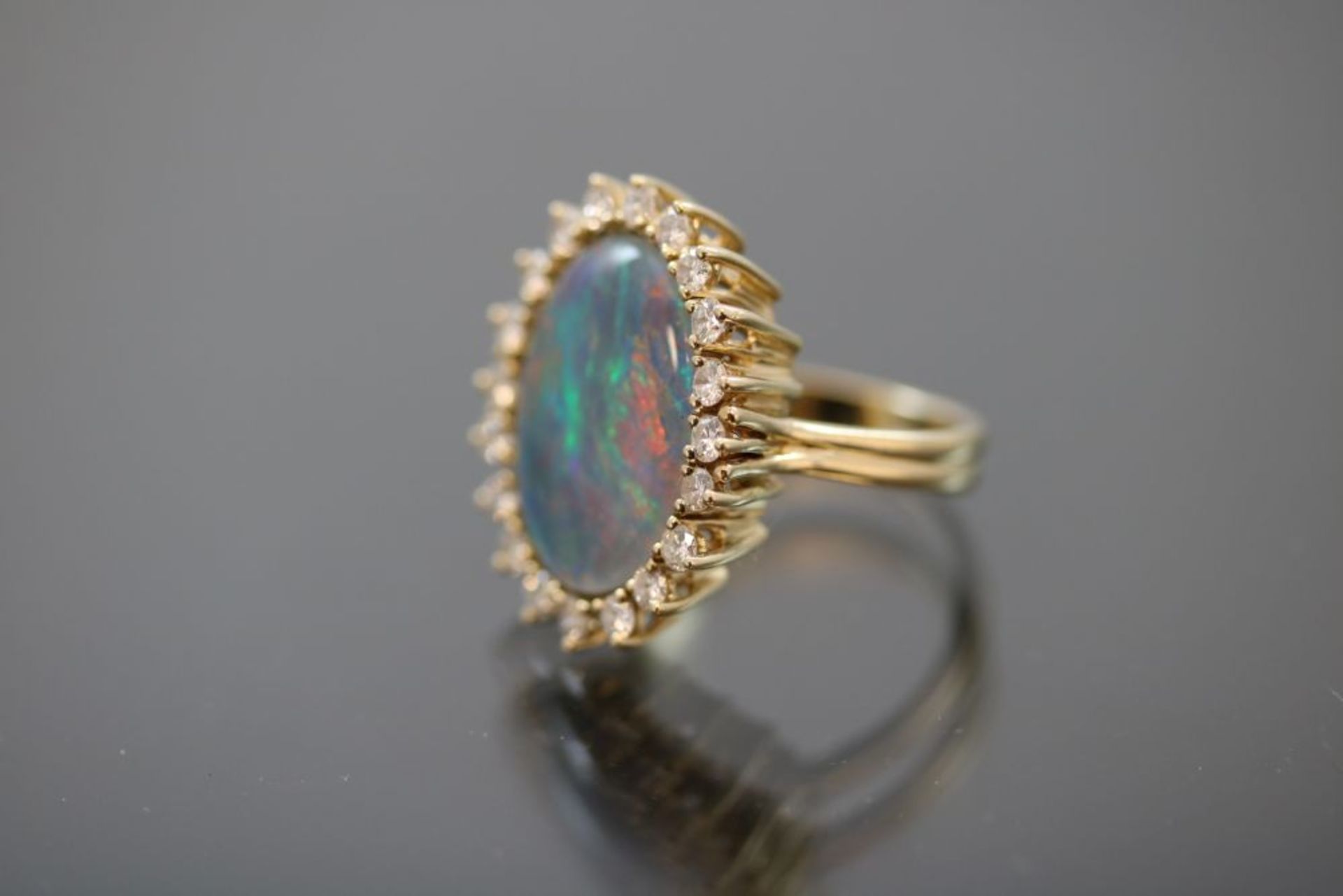 Opal-Brillant-Ring, 585 Gelbgold - Bild 2 aus 3