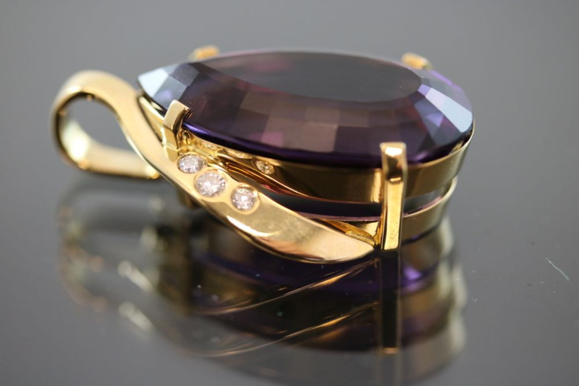 Amethyst-Anhänger, 750 Gelbgold - Bild 3 aus 3