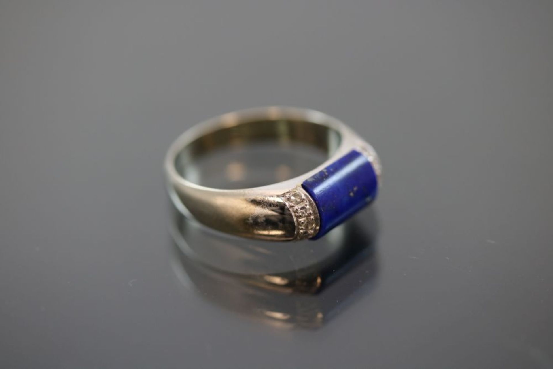 Lapis-Diamant-Ring, 585 Weißgold - Bild 3 aus 3