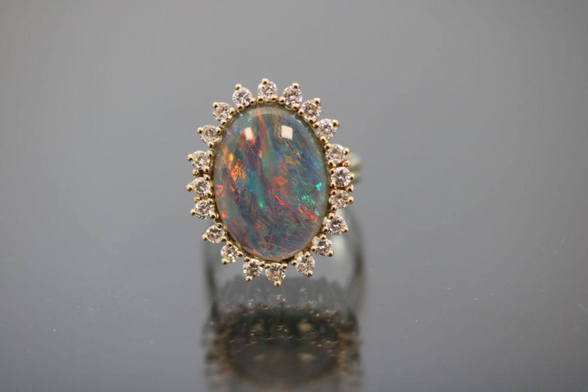 Opal-Brillant-Ring, 585 Gelbgold