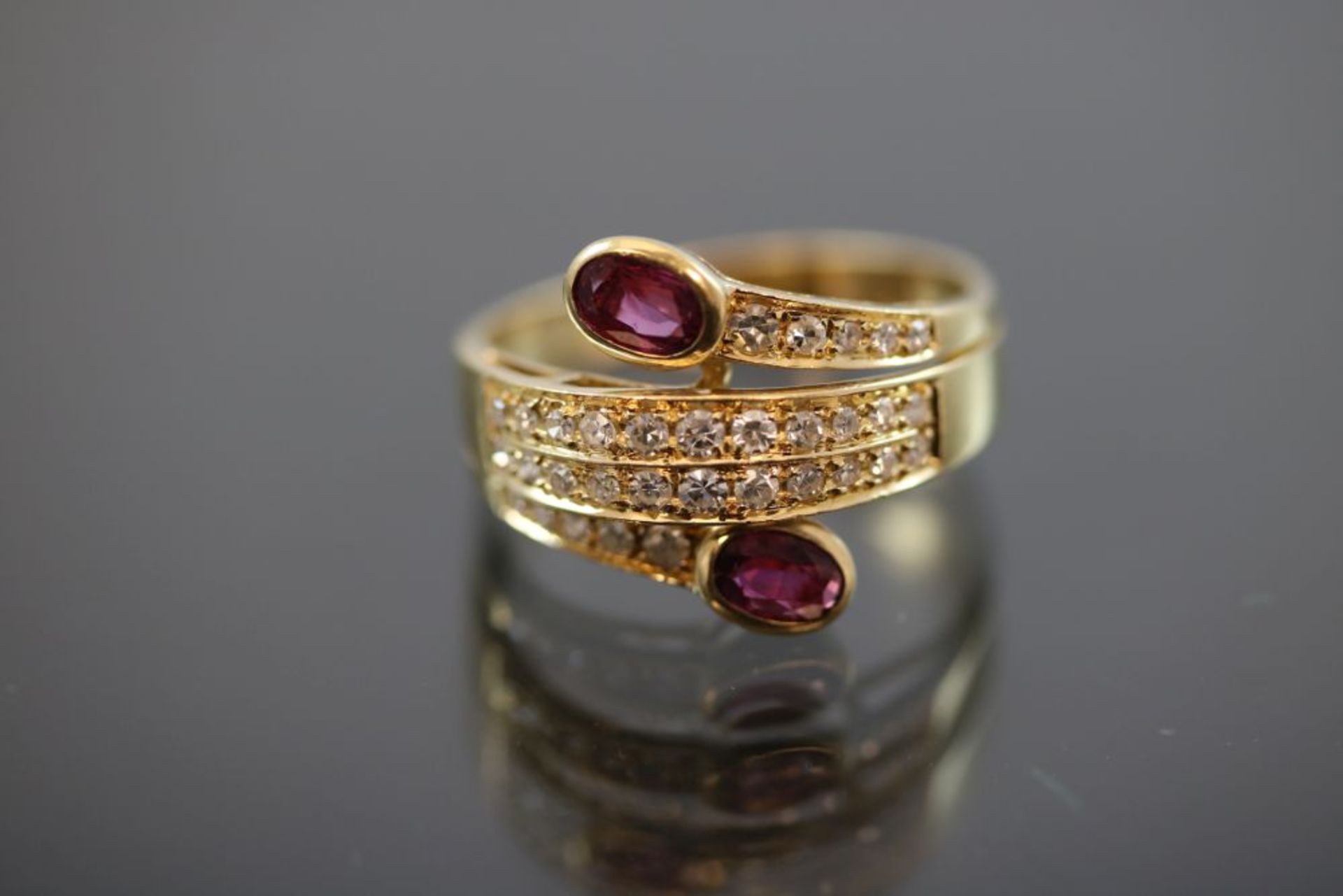 Rubin-Diamant-Ring, 750 Gold