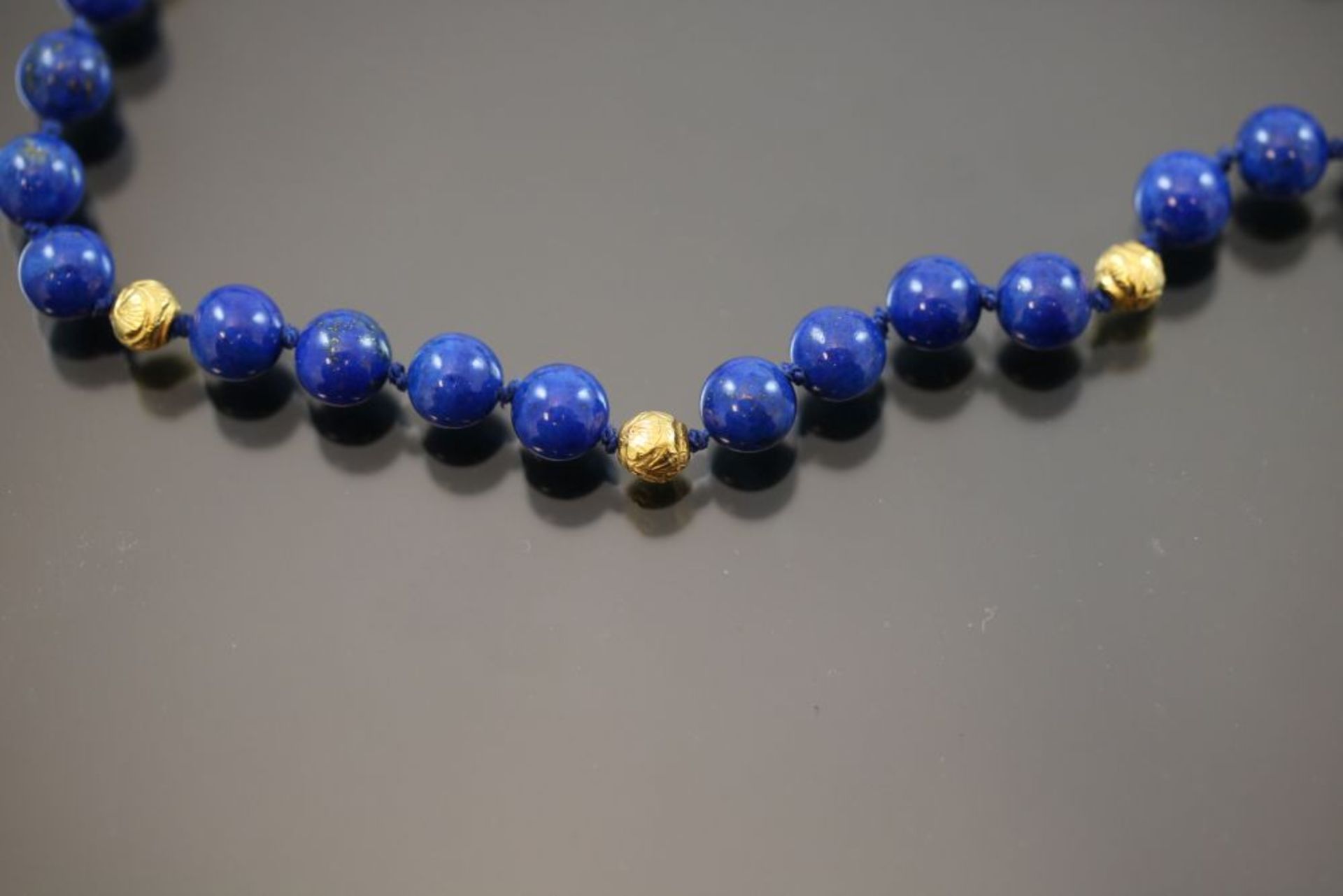 Lapislazuli-Kette, 750 Gold - Image 3 of 3