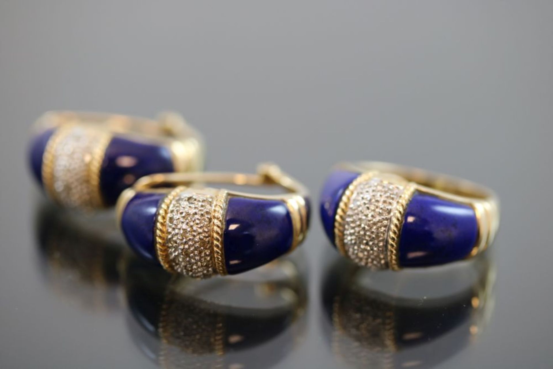 Lapislazuli-Diamant-Set, 585 Gold