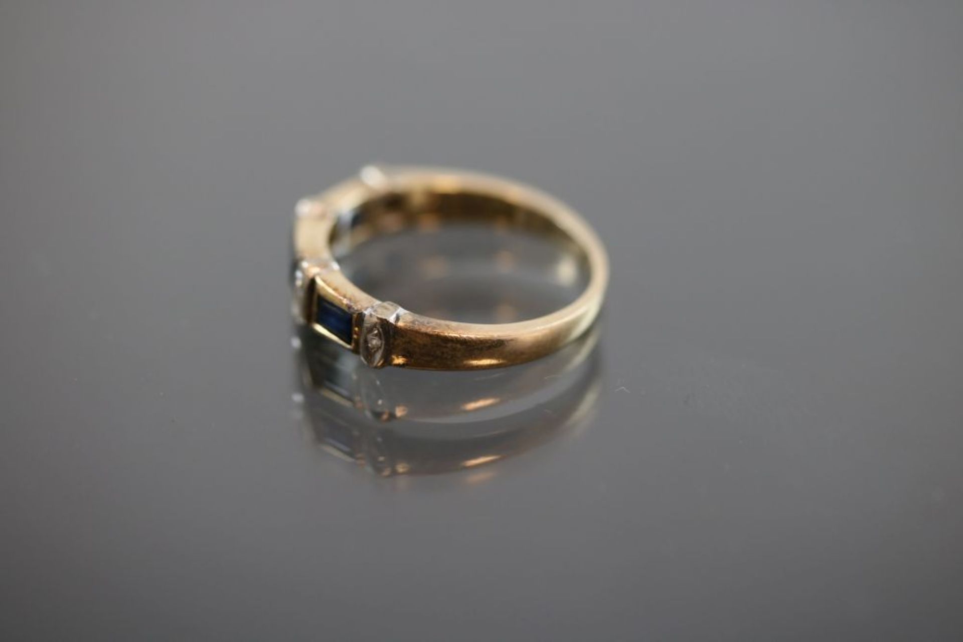 Antiker-Saphir-Diamant-Ring, 585 Gold - Bild 2 aus 3