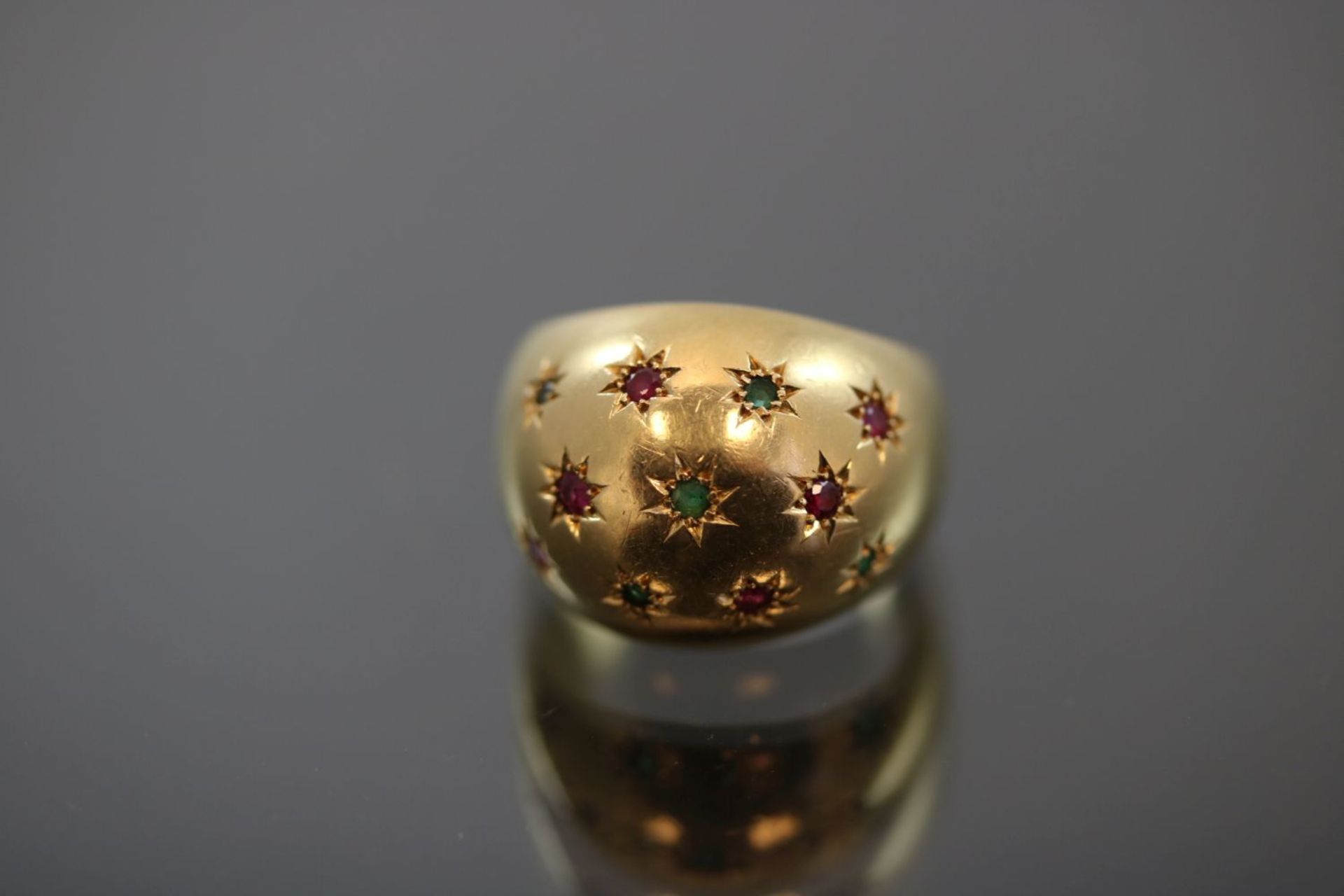 Rubin-Smaragd-Ring, 750 Gold