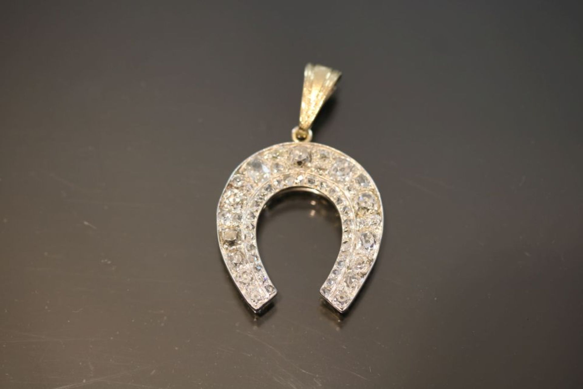 Diamant-Hufeisenanhänger, 750 Gold/585 Gold/Silber