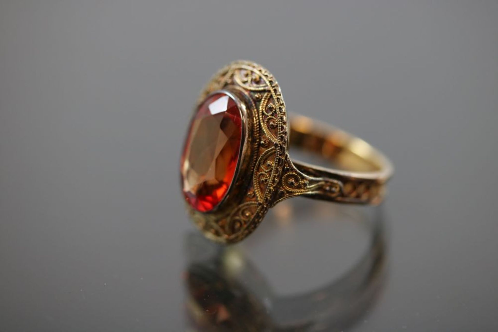 Granat-Ring, 585 Gelbgold - Image 2 of 3